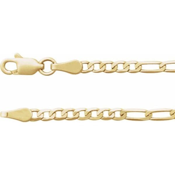 14K Yellow 2.5 mm Figaro 16" Chain
