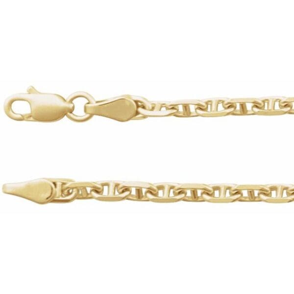 14K Yellow 2.6 mm Diamond-Cut Anchor 16" Chain