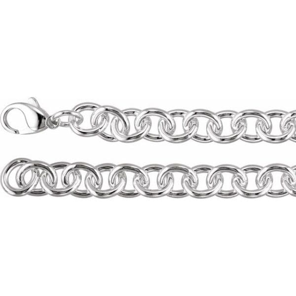 Sterling Silver 7.75 mm Cable 7 1/2" Chain