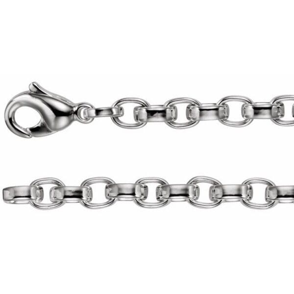 Sterling Silver 6.75 mm Flat Cable 7" Chain