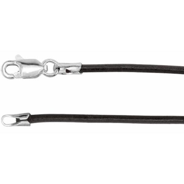 Sterling Silver 2 mm Black Rubber 24" Cord Necklace