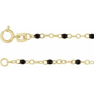 14K Yellow 2 mm Adjustable Turquoise Enamel Bead 6-7" Chain
