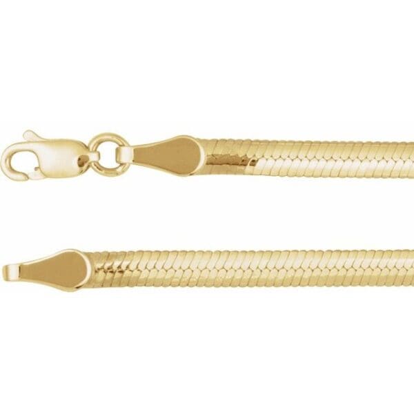 14K Yellow/White 3.2 mm Reversible Diamond-Cut Snake 7" Chain