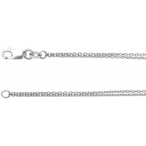 14K White 1 mm Diamond-Cut Double-Strand Cable 18" Chain