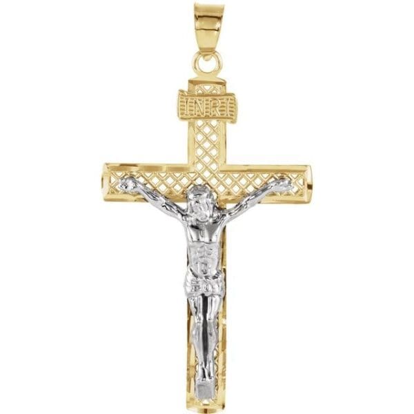 14K Yellow/White 31x19.75 mm Crucifix Pendant