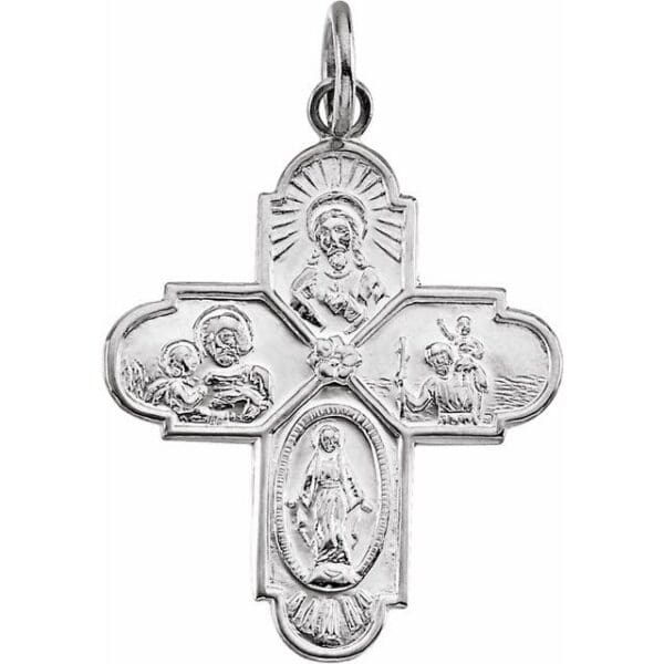 14K Yellow 24.5x21.5 mm Four-Way Cross Medal