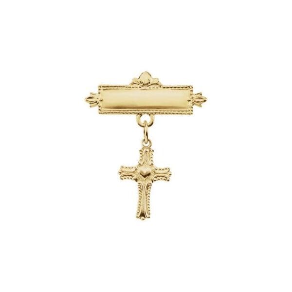 14K Yellow Cross Baptismal Pin