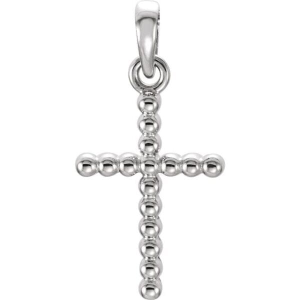14K Yellow Beaded Cross Pendant