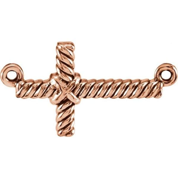 14K White 20.1x11.3 mm Sideways Rope Cross 16.5" Necklace