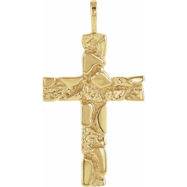 14K Yellow Nugget Cross Pendant