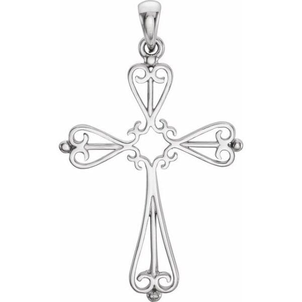 14K White Cross Pendant