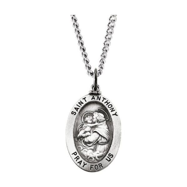 Sterling Silver 25x17.75 mm St. Anthony of Padua Medal 24" Necklace