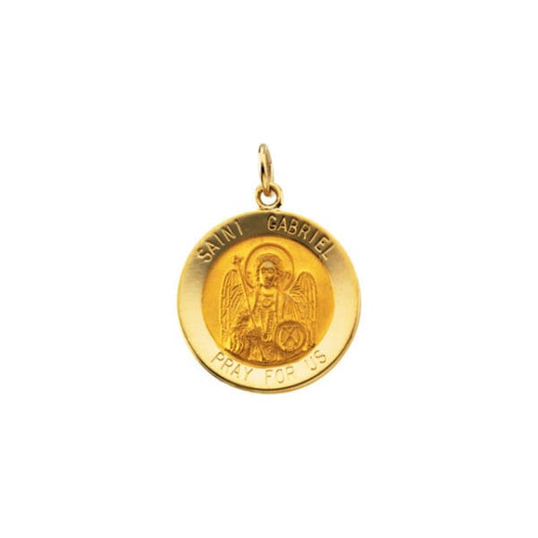 Sterling Silver 18.5 mm St. Gabriel Medal 18" Necklace