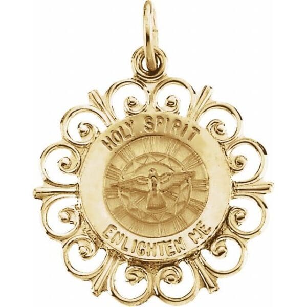 14K Yellow 18.5 mm Holy Spirit Medal