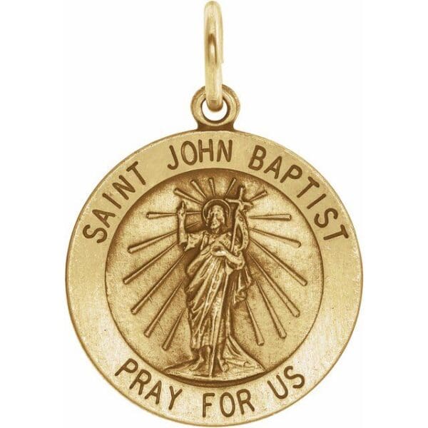 Sterling Silver 18 mm Round St. John the Baptist 18" Necklace