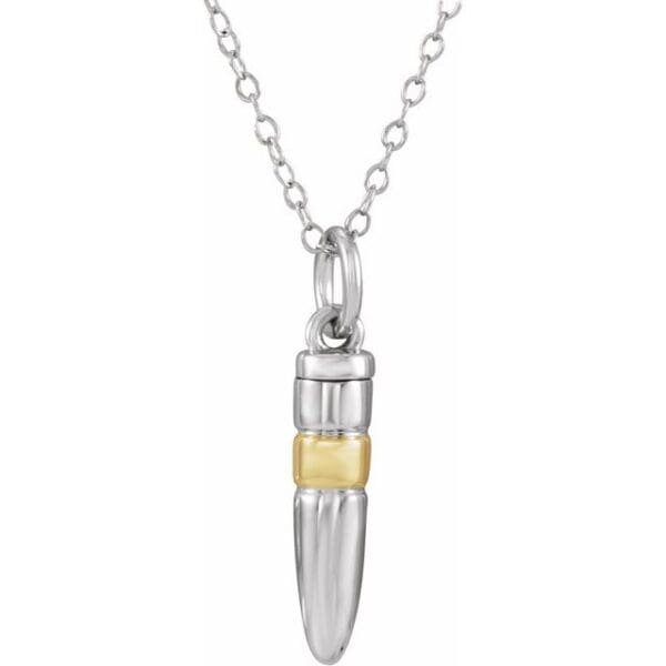 Sterling Silver 14K Yellow Gold-Plated Bullet Ash Holder 18" Necklace