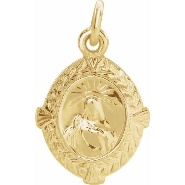 14K Yellow 12x9 mm Sacred Heart of Jesus Medal