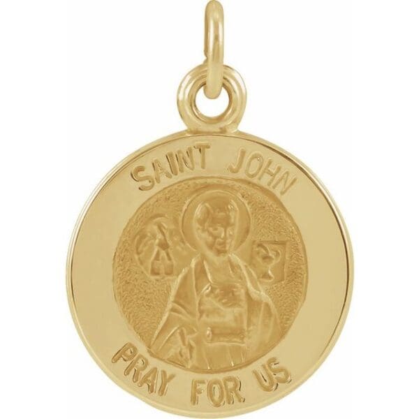 14K Yellow 15 mm Round St. John the Evangelist Medal