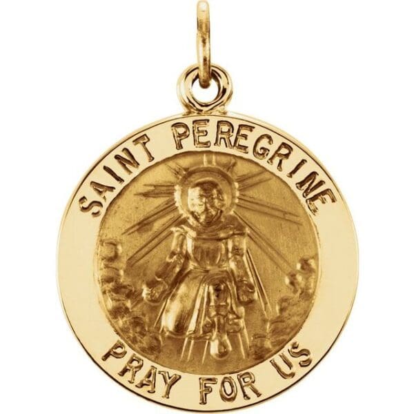 14K Yellow 12 mm Round St. Peregrine Medal