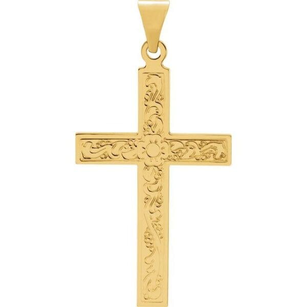 14K White 18x12 mm Cross Pendant