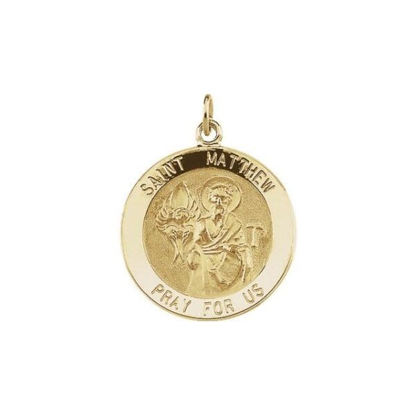Sterling Silver 22 mm Round St. Matthew Medal 24" Necklace