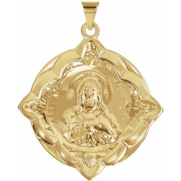 14K Yellow 31x31 mm Sacred Heart Medal