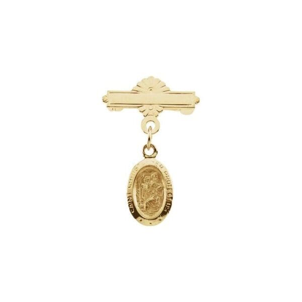 14K Yellow St. Christopher Baptismal Pin