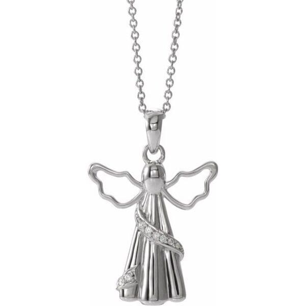 10K White .03 CTW Natural Diamond Angel Ash Holder Pendant