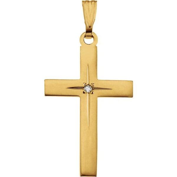 14K White .01 CT Natural Diamond Cross 18" Necklace