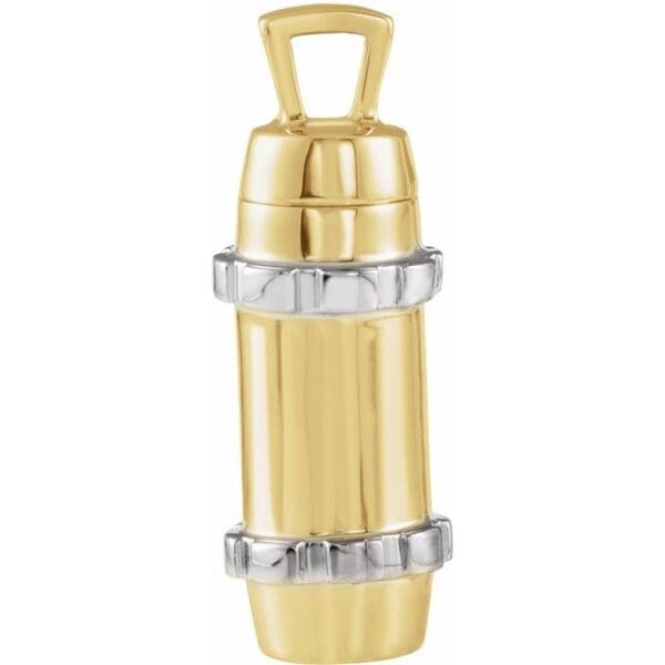 14K White 30.2x10.7 mm Cylinder Ash Holder Pendant