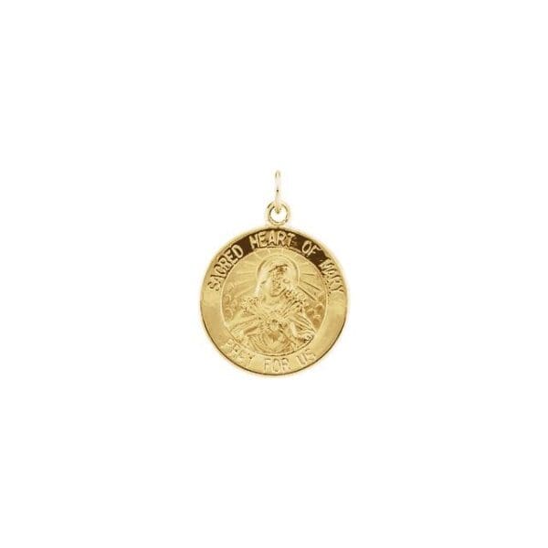 14K Yellow 22 mm Sacred Heart of Mary Medal