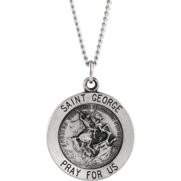 Sterling Silver 18 mm Round St. George Medal