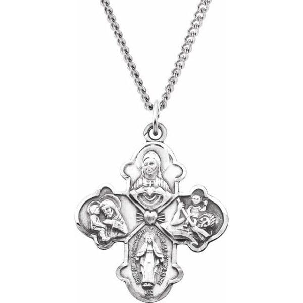 Sterling Silver 31x26 mm Four-Way Cross 24" Necklace