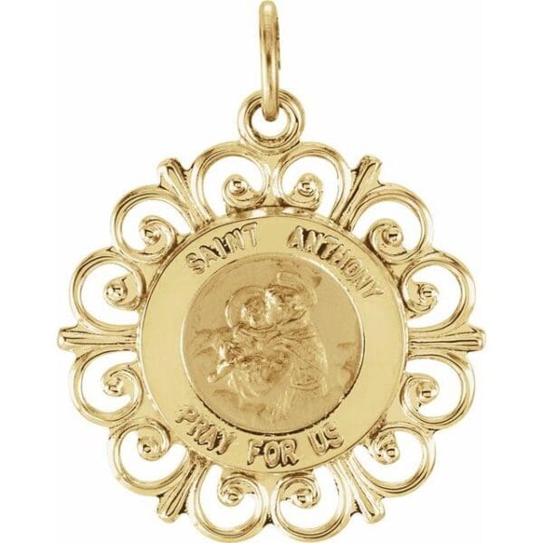 14K Yellow 18 mm St. Anthony Medal