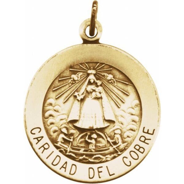 Sterling Silver 18 mm Round Caridad del Cobre Medal 18" Necklace