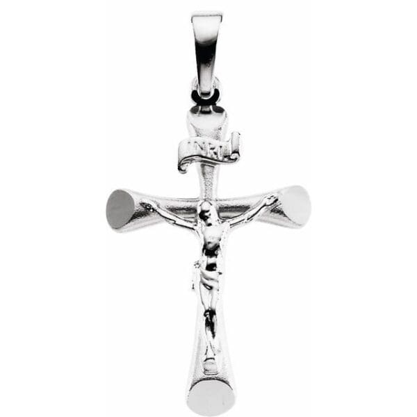 14K White 24x16 mm Crucifix Pendant