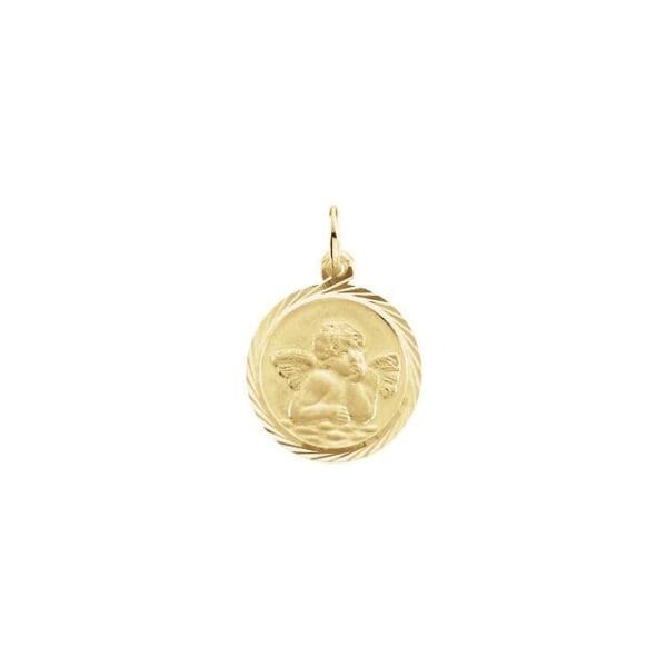 14K White 14 mm Angel Medal