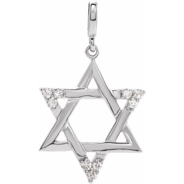 14K White 1/10 CTW Natural Diamond Star of David Pendant