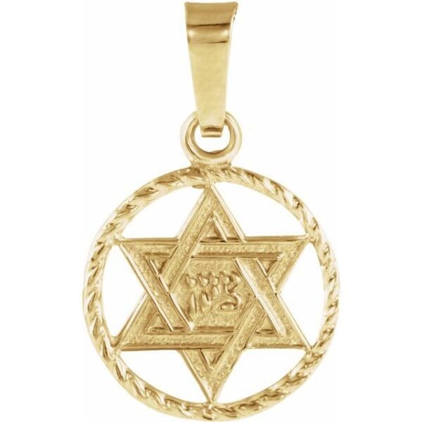 14K Yellow 14x11 mm Star of David Pendant