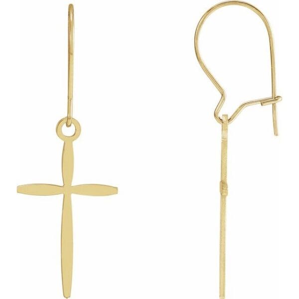 14K White Cross Earrings