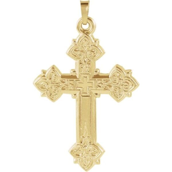 14K Yellow 20x16 mm Cross Pendant
