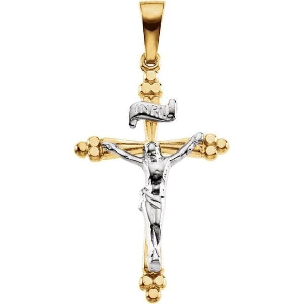14K Yellow/White 24.2x16.2 mm Crucifix Pendant