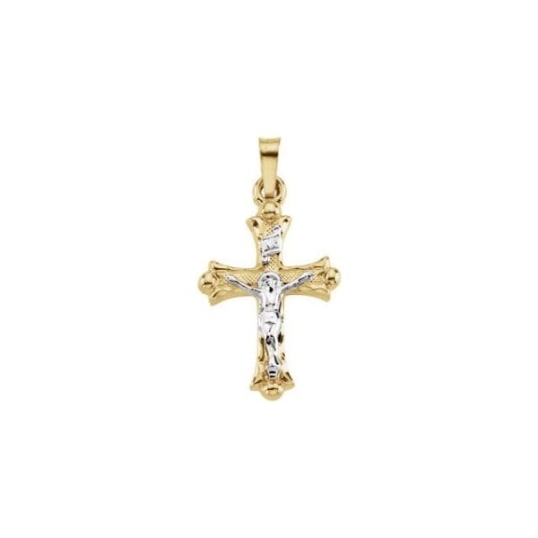 14K Yellow & White 32x23 mm Hollow Crucifix Pendant