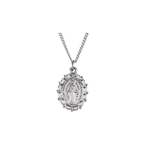 Sterling Silver 13x11 mm Miraculous Medal 18" Necklace