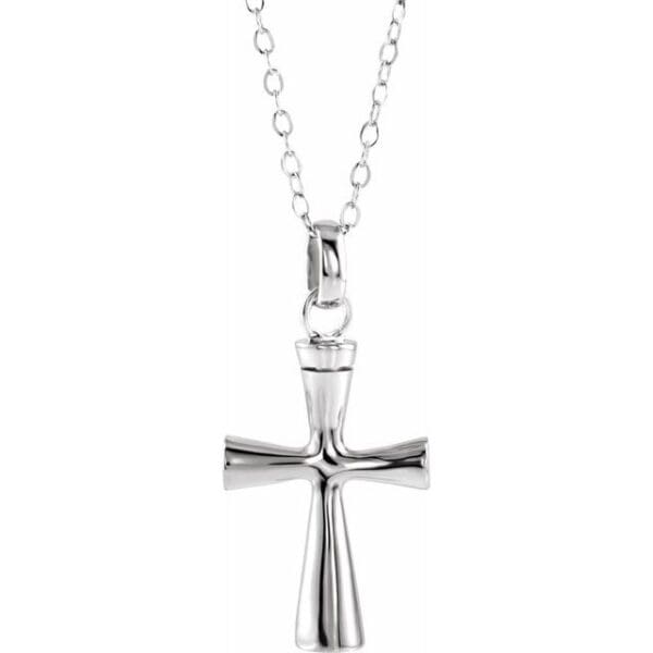 10K White Cross Ash Holder Pendant
