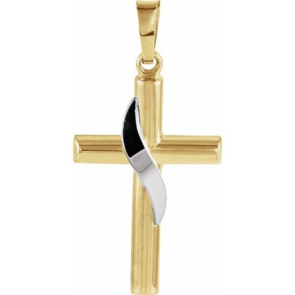 14K Yellow/White 25x16 mm Cross Pendant