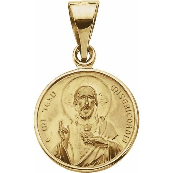 18K Yellow 12 mm Sacred Heart Medal