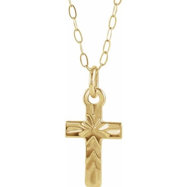 14K Yellow 9.5x6.5 mm Cross 15" Necklace