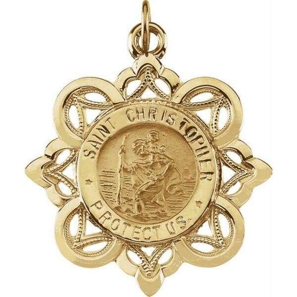 14K Yellow 28x26 mm St. Christopher Medal