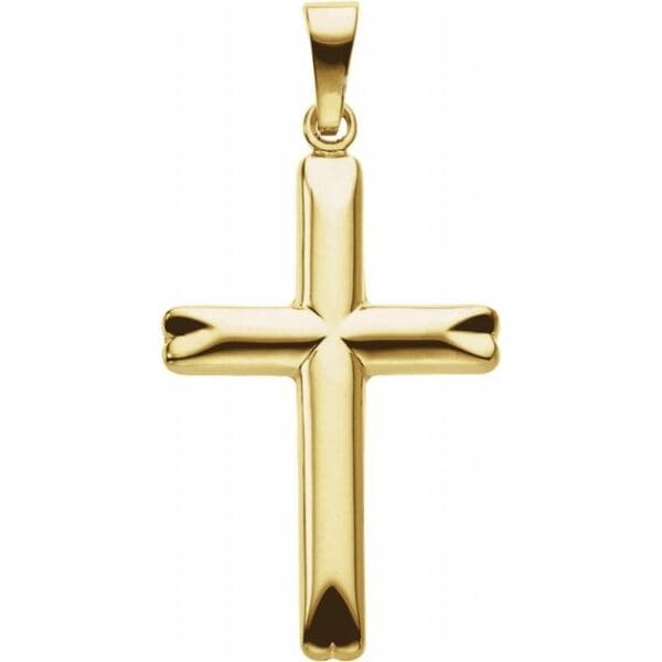 14K Yellow 25x17 mm Hollow Cross Pendant